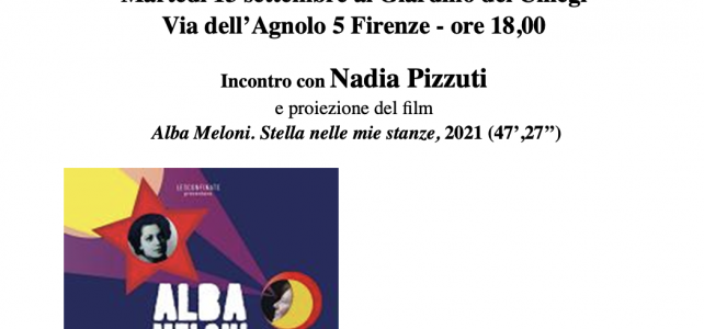 Incontro con Nadia Pizzuti e proiezione del film “Alba Meloni. Stella nelle mie stanze” <span class="dashicons dashicons-calendar"></span>